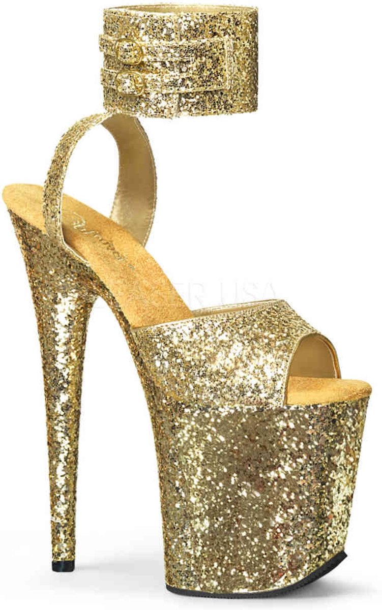 EU 35 = US 5 | FLAMINGO-891LG | 8 Heel, 4 PF Glitter Ankle Strap Sandal